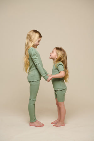 Modal Rib Short Tights - Tween - Dusty Green | 101319 Lottie